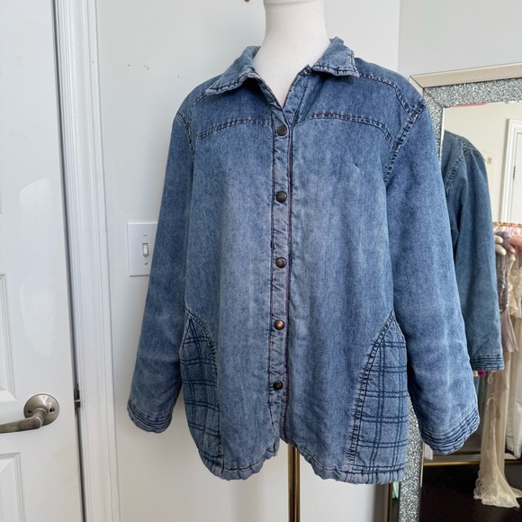 Y2K vintage Denim Button-Up Women's Jacket coastal cowgirl xxxl western - Picture 3 of 10